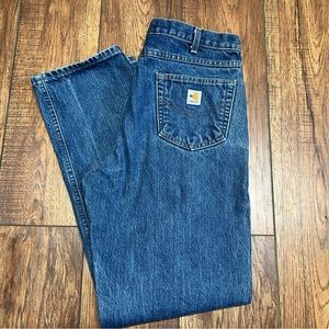 Mens carhartt FR jeans HRC3 36x34 medium wash denim work pants